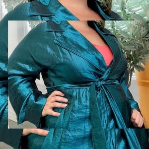 Midnight Velvet Vintage Blue Turquoise Belted Blazer 90s 2x 18/20